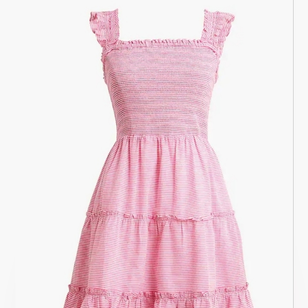 Jcrew factory size xs Striped smocked tiered mini dress